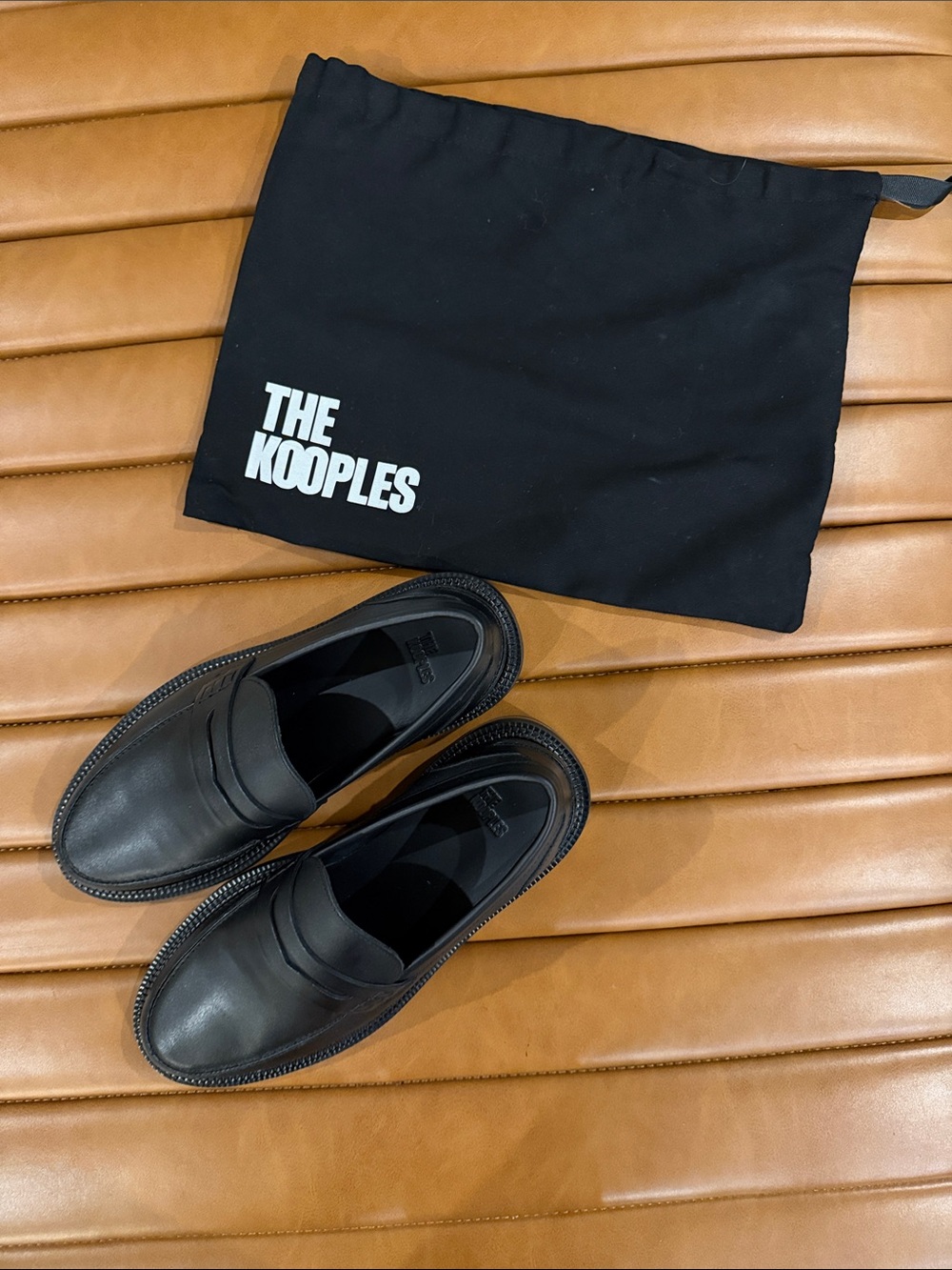 The Kooples Black Leather Slip-On Loafers